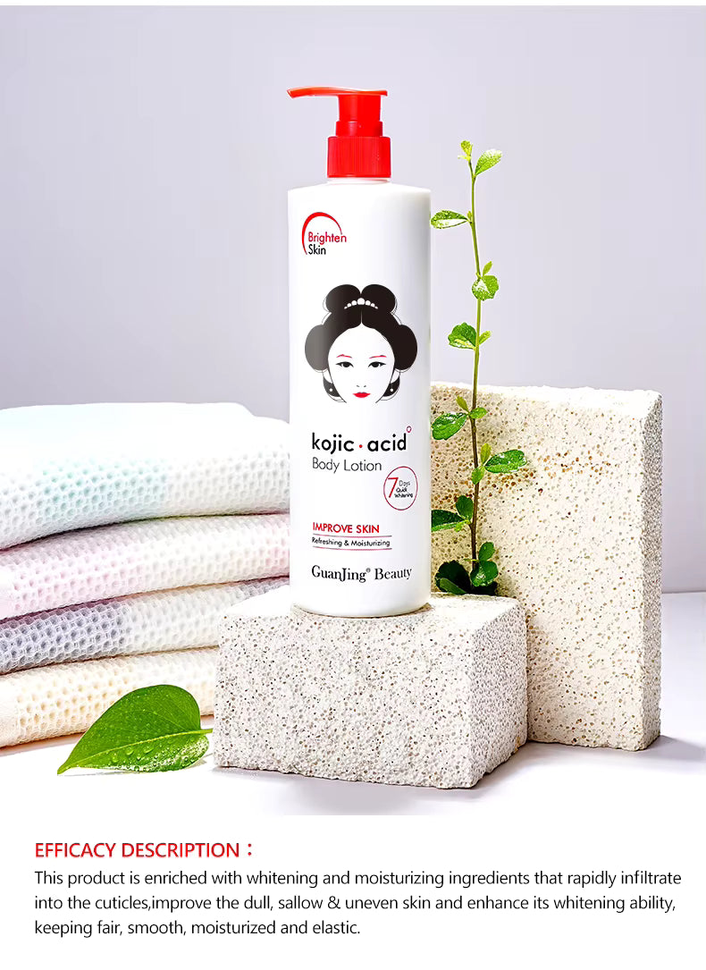 Lait corporel à l'acide kojique avec collagène pour une peau lisse de crème hydratante blanchissante pour le corps