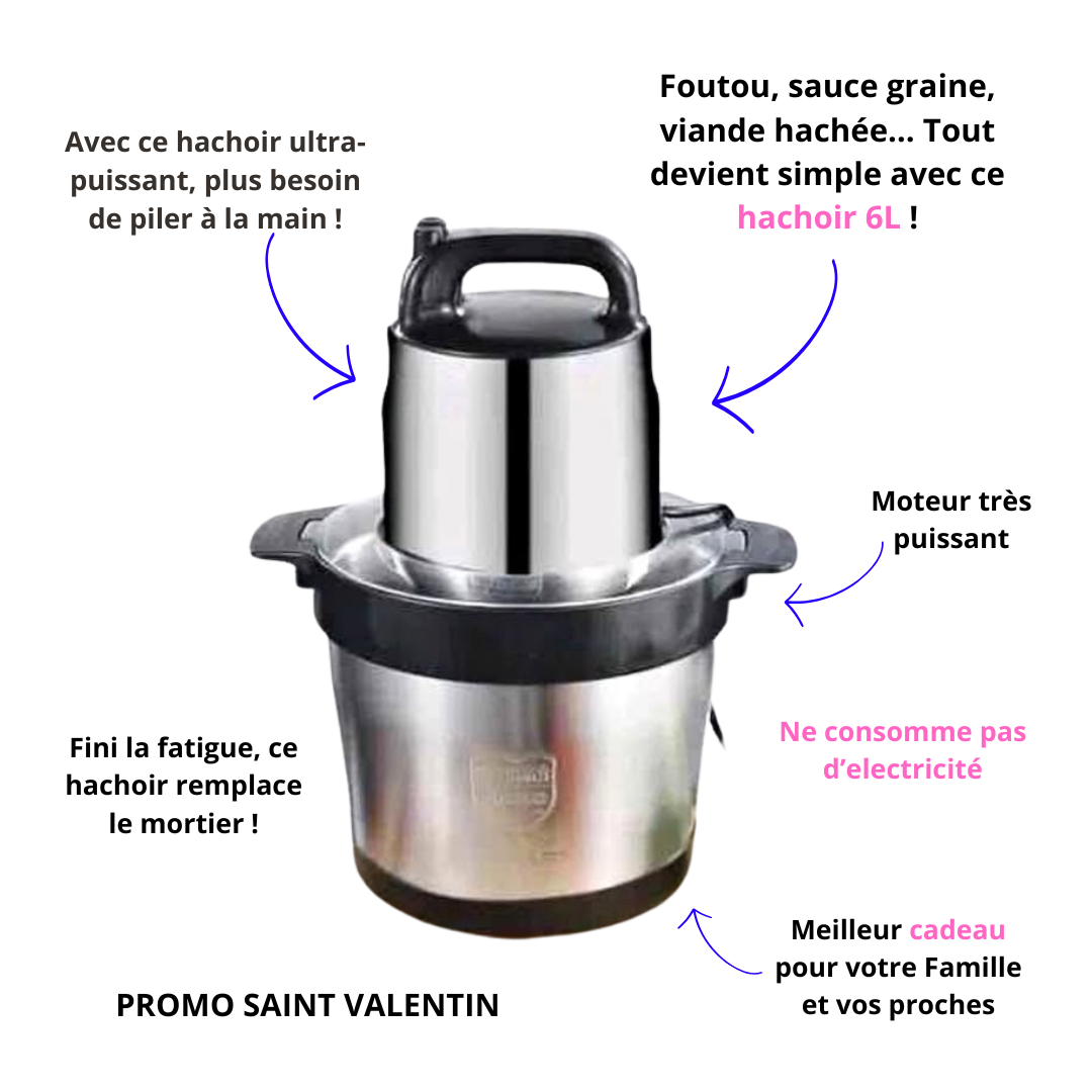 Hachez, mixez, gagnez du temps : Le hachoir électrique indispensable |6 LITRES