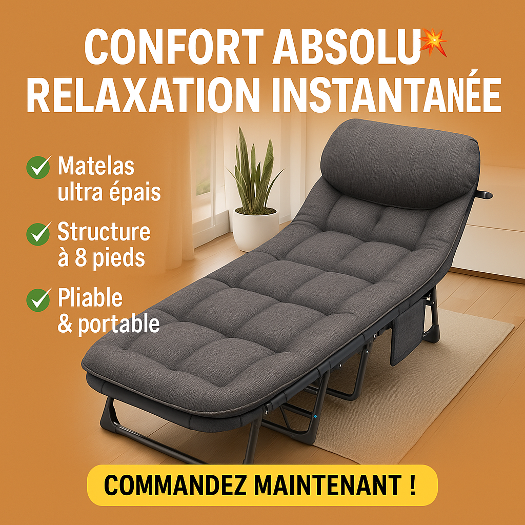 🛏️ Lit Pliable Ultra-Confort – Parfait pour la Maison, le Travail ou les Déplacements