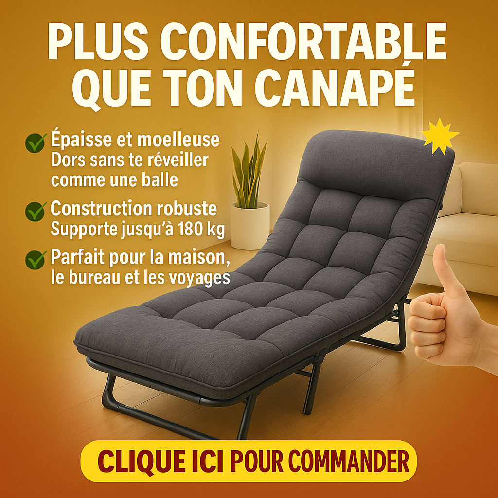 🛏️ Lit Pliable Ultra-Confort – Parfait pour la Maison, le Travail ou les Déplacements