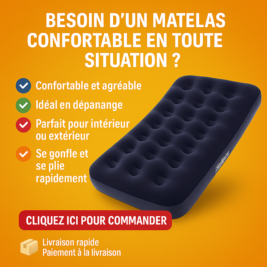Matelas Gonflable Ultra-Confort – Dormez où vous voulez, comme à la maison.