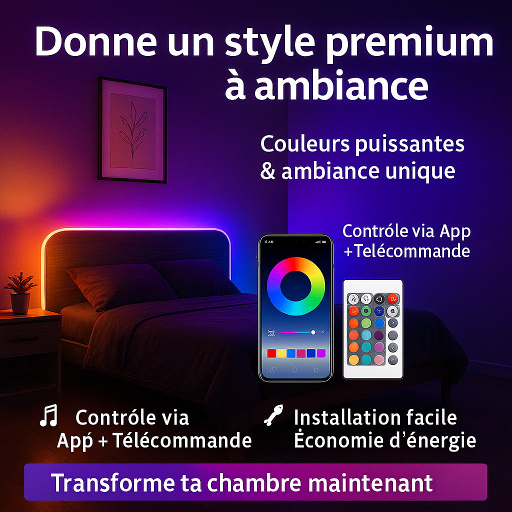 Bande LED RGB Intelligente – Contrôle App & Télécommande | Ambiance Gaming, Maison & Décoration