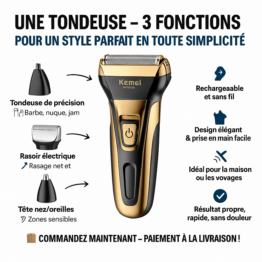 TONDEUSE ÉLECTRIQUE 3 EN 1 | SATISFAIT OU REMBOURSER