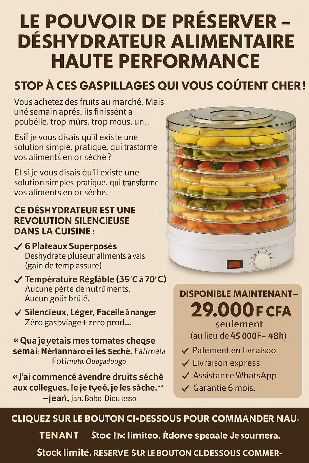 Déshydrateur Alimentaire Électrique – Préservez Vos Aliments Naturellement !