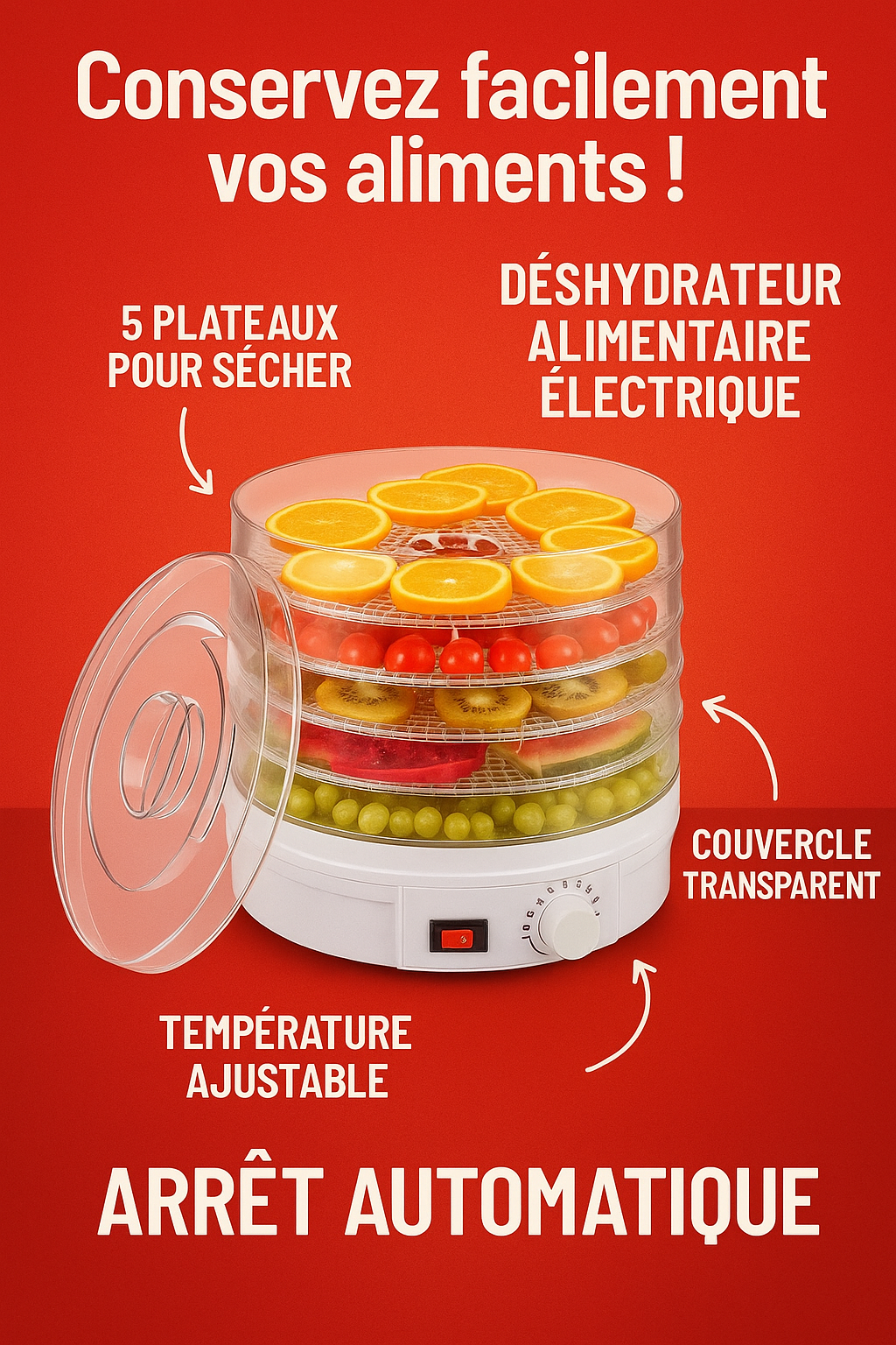 Déshydrateur Alimentaire Électrique – Préservez Vos Aliments Naturellement !