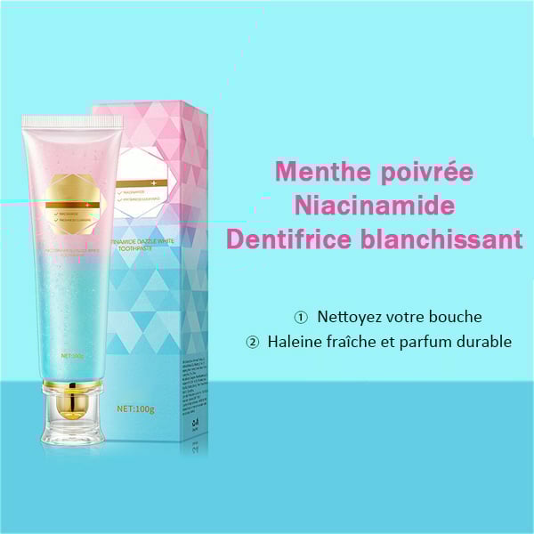 🦷✨ DENTIFRICE BLANCHISSANT À LA NIACINAMIDE-sourire éclatant et une bouche saine au quotidien.