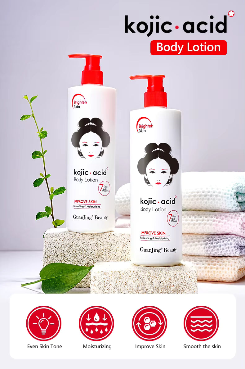 Lait corporel à l'acide kojique avec collagène pour une peau lisse de crème hydratante blanchissante pour le corps