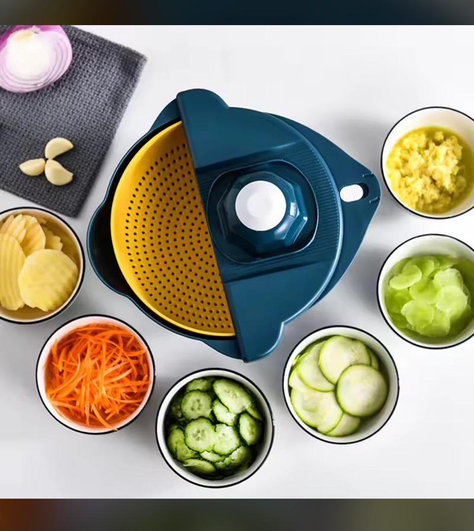 Coupe-légumes Multifonction 9-en-1 avec Passoire Intégrée