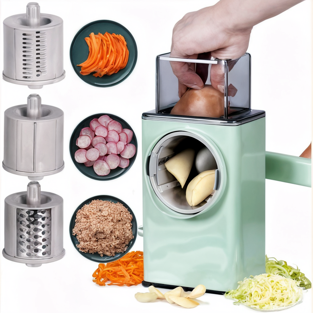 Coupe-légumes Multifonction Rotatif 3-en-1 – Rapide, Pratique & Sécurisé